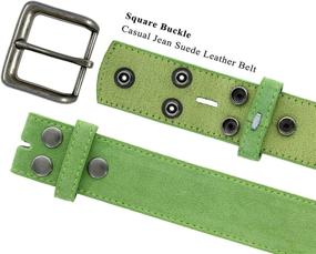 img 3 attached to Square Buckle Casual Suede Leather Women's Accessories - Belts