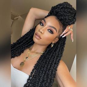 img 3 attached to 30In 7Pcs TOYOTRESS Tiana Passion Twist Pre-Twisted Crochet Braids - Natural Black Synthetic Hair Extension