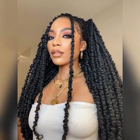 img 4 attached to 30In 7Pcs TOYOTRESS Tiana Passion Twist Pre-Twisted Crochet Braids - Natural Black Synthetic Hair Extension