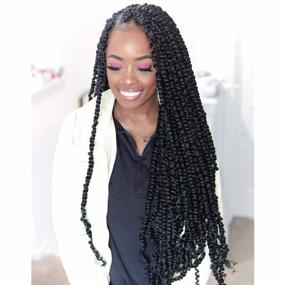 img 2 attached to 30In 7Pcs TOYOTRESS Tiana Passion Twist Pre-Twisted Crochet Braids - Natural Black Synthetic Hair Extension
