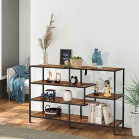 img 3 attached to Rustic Brown Industrial Console Table With 5-Tier Open Storage Shelves - Narrow Hallway/Entry Table For Living Room, Entryway - USIKEY Sofa Tables, Foyer Table With Metal Frame, Easy Assembly