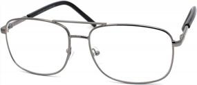 img 4 attached to Rectangular Spring Hinge Metal Reading Glasses In Traditional Officer Style For Men