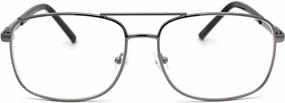 img 3 attached to Rectangular Spring Hinge Metal Reading Glasses In Traditional Officer Style For Men