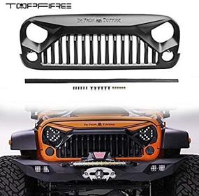 img 2 attached to Matte Black Topfire Upgraded Front Grill For Jeep Wrangler Rubicon Sahara Sport JK/JKU 2007-2018 With Logo