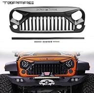 matte black topfire upgraded front grill for jeep wrangler rubicon sahara sport jk/jku 2007-2018 with logo logo