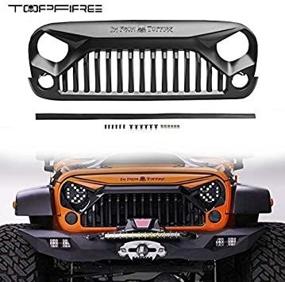 img 3 attached to Matte Black Topfire Upgraded Front Grill For Jeep Wrangler Rubicon Sahara Sport JK/JKU 2007-2018 With Logo