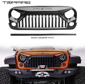img 1 attached to Matte Black Topfire Upgraded Front Grill For Jeep Wrangler Rubicon Sahara Sport JK/JKU 2007-2018 With Logo