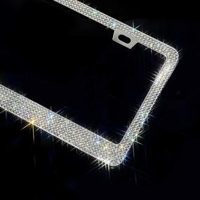 img 2 attached to 🚗 2 Pack Flat Back HC Luxury Handcrafted Bling License Plate Frame Set with GiftBox - Over 1000 pcs Finest 14 Facets Clear White Rhinestone Crystals - Ultimate Car Accessories for Standard Plate Size