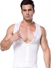 img 4 attached to Men'S Zipper Slimming Tank Tops: FEOYA Tummy Compression Vest For A Sleek Physique