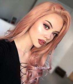 img 3 attached to Get A Stunning Look With ENilecor'S 22-Inch Pink Lace Front Curly Wig - Perfect Hair Replacement For Women