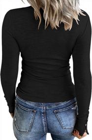 img 2 attached to KINLONSAIR Women'S Long Sleeve Henley T-Shirt: Slim Fit Button Down Scoop Neck Ribbed Knit Top