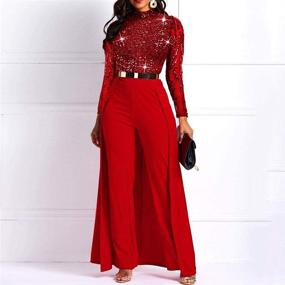 img 1 attached to VERWIN Patchwork Embellished Jumpsuit High Waist Women's Clothing at Jumpsuits, Rompers & Overalls