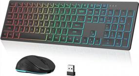 img 4 attached to Earto D233 Backlit Wireless Keyboard And Mouse: Fixed Rainbow Backlight, Type-C Rechargeable, Full Size For Windows PC And Laptop