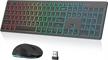 earto d233 backlit wireless keyboard and mouse: fixed rainbow backlight, type-c rechargeable, full size for windows pc and laptop logo
