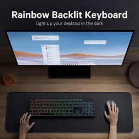 img 3 attached to Earto D233 Backlit Wireless Keyboard And Mouse: Fixed Rainbow Backlight, Type-C Rechargeable, Full Size For Windows PC And Laptop