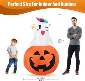 img 3 attached to Spooky And Playful: NACATIN 6FT Halloween Inflatable Pumpkin Unicorn With LEDs - Perfect For Indoor And Outdoor Decoration