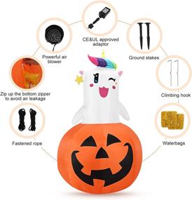 img 2 attached to Spooky And Playful: NACATIN 6FT Halloween Inflatable Pumpkin Unicorn With LEDs - Perfect For Indoor And Outdoor Decoration