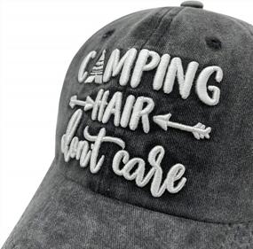 img 3 attached to Waldeal Embroidered Camping Hair Don'T Care Hat Adjustable Washed Baseball Cap For Women Men