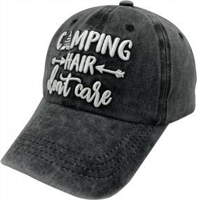img 4 attached to Waldeal Embroidered Camping Hair Don'T Care Hat Adjustable Washed Baseball Cap For Women Men