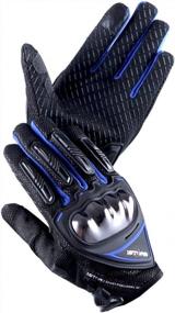 img 1 attached to Blue 1Storm Motocross Motorcycle Gloves With Hard Reinforced Knuckle And Touch Screen For BMX, MX, Bike, Bicycle, And Cycling (Size M)