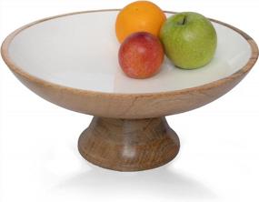 img 4 attached to Folkulture 12-Inch White Mango Wood Fruit Bowl For Stylish Kitchen Counters And Table Centerpieces