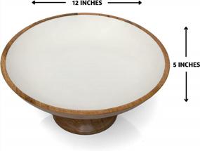 img 2 attached to Folkulture 12-Inch White Mango Wood Fruit Bowl For Stylish Kitchen Counters And Table Centerpieces