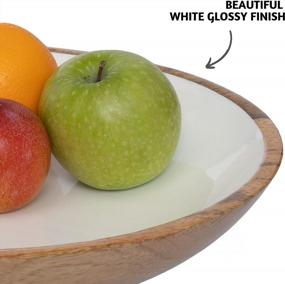 img 3 attached to Folkulture 12-Inch White Mango Wood Fruit Bowl For Stylish Kitchen Counters And Table Centerpieces