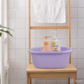 img 2 attached to 🚰 DynkoNA Set of 4 Colored Wash Basins - 12 Quart Dish Pans and Wash Tubs