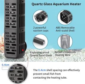 img 1 attached to HiTauing Aquarium Heater - Upgraded 300W/500W Fish Tank Heater with Intelligent Water Level Detection, Auto-Shutoff, and Advanced Temperature Control System - Ideal for Saltwater and Freshwater Tanks