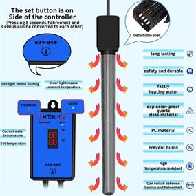 img 3 attached to HiTauing Aquarium Heater - Upgraded 300W/500W Fish Tank Heater with Intelligent Water Level Detection, Auto-Shutoff, and Advanced Temperature Control System - Ideal for Saltwater and Freshwater Tanks