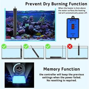 img 2 attached to HiTauing Aquarium Heater - Upgraded 300W/500W Fish Tank Heater with Intelligent Water Level Detection, Auto-Shutoff, and Advanced Temperature Control System - Ideal for Saltwater and Freshwater Tanks