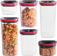 🏺 6-piece airtight storage jars set for kitchen pantry. clear high-quality plastic containers with labels. ideal for tea, coffee, spice, and candy. sizes: 20oz, 44oz, and 67oz. (pack of 6 jars) логотип