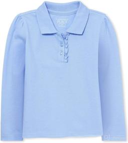 img 4 attached to 👶 Baby Girls and Toddler Long Sleeve Ruffle Pique Polo by The Children's Place