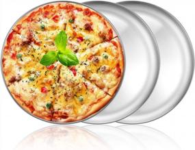 img 4 attached to Deedro Pizza Baking Pan Pizza Sheet, 10 Inch Stainless Steel Pizza Tray Round Pizza Oven Pan For Home Restaurant Pizzeria, Nontoxic & Heavy Duty, Easy Clean & Dishwasher Safe, Set Of 3