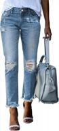 women mid rise stretch ripped skinny jeans juniors destroyed slim fit leg butt lifting denim pants with patches logo