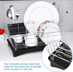 img 2 attached to BESTonZON Dish Drying Rack - Premium 304 Stainless Steel Dish Drainer With Removable Cutlery Holder And Drainboard With Adjustable Swivel Spout