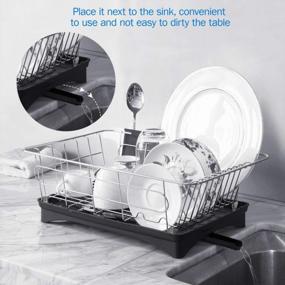 img 1 attached to BESTonZON Dish Drying Rack - Premium 304 Stainless Steel Dish Drainer With Removable Cutlery Holder And Drainboard With Adjustable Swivel Spout