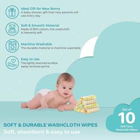 img 3 attached to 🧽 Spasilk Washcloth Wipes Set: Soft Terry Washcloths for Newborn Boys and Girls - Pack of 10 with Cute Yellow Dots