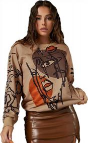 img 4 attached to Graphic Print Women'S Sweatshirt With Contrast Color Graffiti Pattern, Round Neck And Long Sleeves By WDIRARA