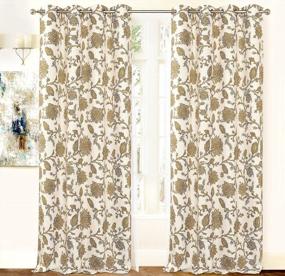 img 2 attached to Transform Your Home With DriftAway Freda Jacobean Floral Linen Blend Blackout Curtains - Taupe Beige, 2 Layers, 2 Panels, Grommet Window Treatment, 52X84 Inches