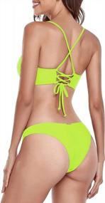 img 1 attached to Cheeky Brazilian Cut Bikini Bottom And Strappy Triangle Top For Women By RELLECIGA