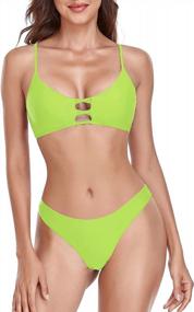 img 4 attached to Cheeky Brazilian Cut Bikini Bottom And Strappy Triangle Top For Women By RELLECIGA