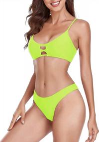 img 2 attached to Cheeky Brazilian Cut Bikini Bottom And Strappy Triangle Top For Women By RELLECIGA