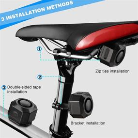 img 1 attached to 🚲 WSDCAM USB перезаряжаемый велосипедный сигнал тревоги с пультом - 2 штуки: громкая, беспроводная система безопасности с датчиком движения против краж для велосипедов, прицепов и мотоциклов.