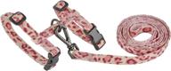 🐱 ultimate control and style: petiry adjustable cat harness leash set - escape proof pink leopard pattern for walking cats logo