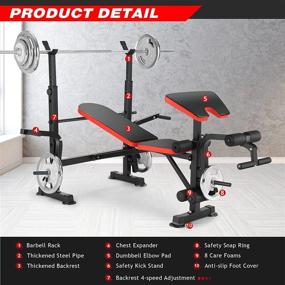 img 3 attached to Aceshin Adjustable Olympic Weight Bench, Bench Press With Preacher Curl Leg Developer Chest Expander For Home Workout Gym Fitness Exercise