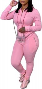 img 2 attached to Women'S Casual Two Piece Sweatsuit Set With Zipper Hoodies, Legging Pants, And Pockets - Perfect For Everyday Wear
