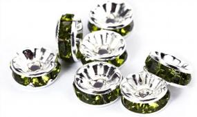 img 2 attached to 100Pcs Olivine 4Mm Crystal Rondelle Spacer Beads - Silver Plated For Jewelry Making By BRCbeads