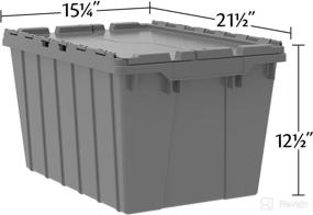 img 1 attached to 📦 Akro-Mils 39120 Industrial Plastic Storage Tote with Attached Hinged Lid, Gray, 21" L x 15" W x 12" H, 6-Pack