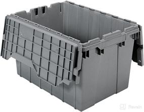 img 4 attached to 📦 Akro-Mils 39120 Industrial Plastic Storage Tote with Attached Hinged Lid, Gray, 21" L x 15" W x 12" H, 6-Pack